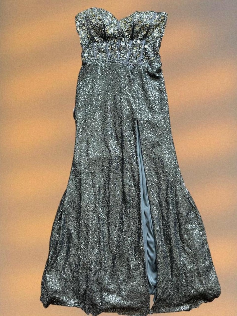 Girls Strapless Glitter Evening Dress in Silver